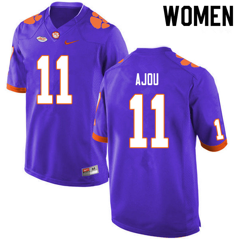 Women #11 Ajou Ajou Clemson Tigers College Football Jerseys Sale-Purple